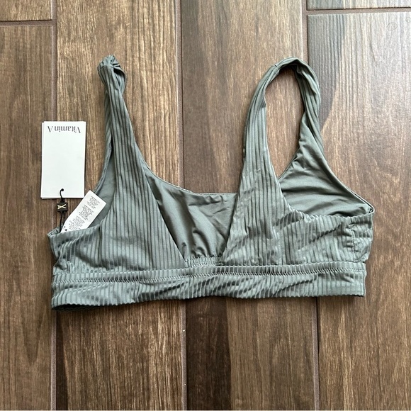 NWT Vitamin A Sienna Ribbed Bralette Bikini Top in Sea Green Ecorib Sz 14/DD - Picture 6 of 8